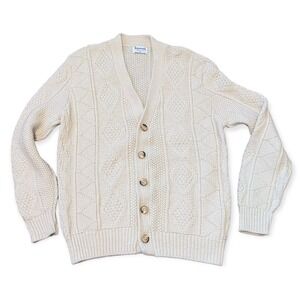 Vintage 70s/80s Lahmar cream knit cardigan chunky